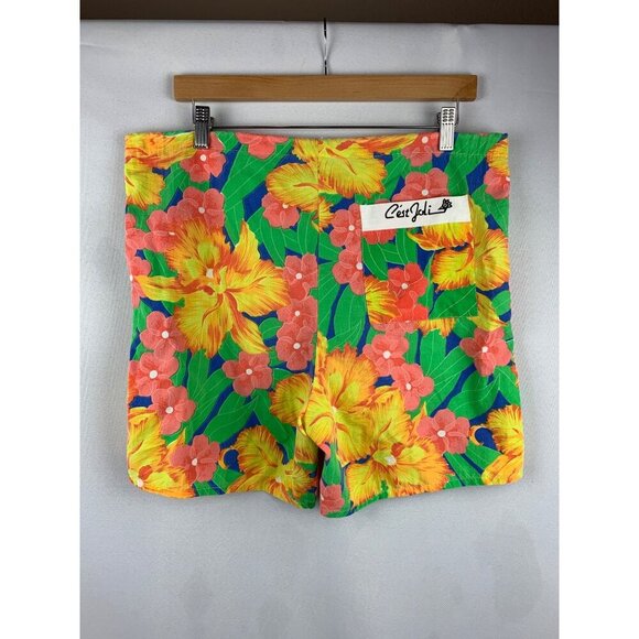 Cest Joli Men Floral Shorts Medium Pol - Picture 3 of 5